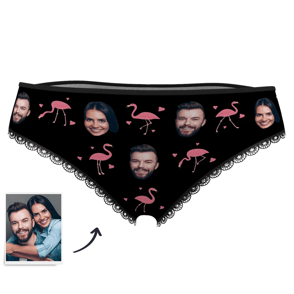 Couple Women's Custom Flamingo And Face On Panties