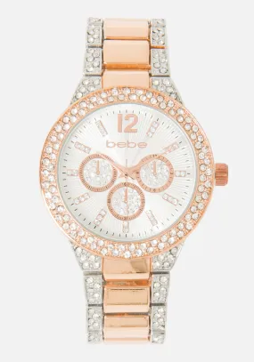 Crystal Bezel & Two Tone Bracelet Watch