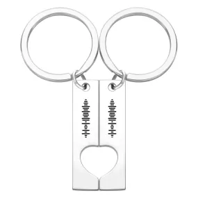 Custom Engraved Stainless Steel Scannable Music Code Couple Keychains