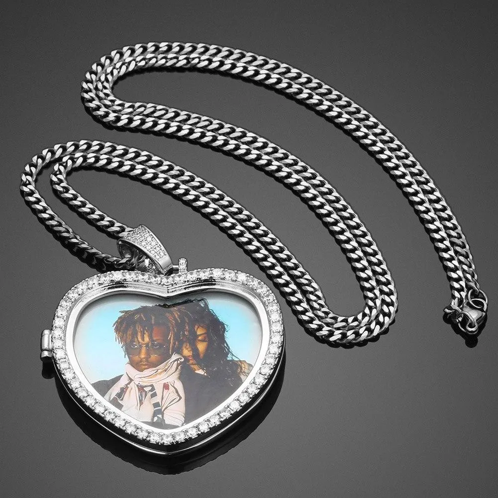 Custom Photo Heart Medallions Necklace Christmas Gifts For Couple