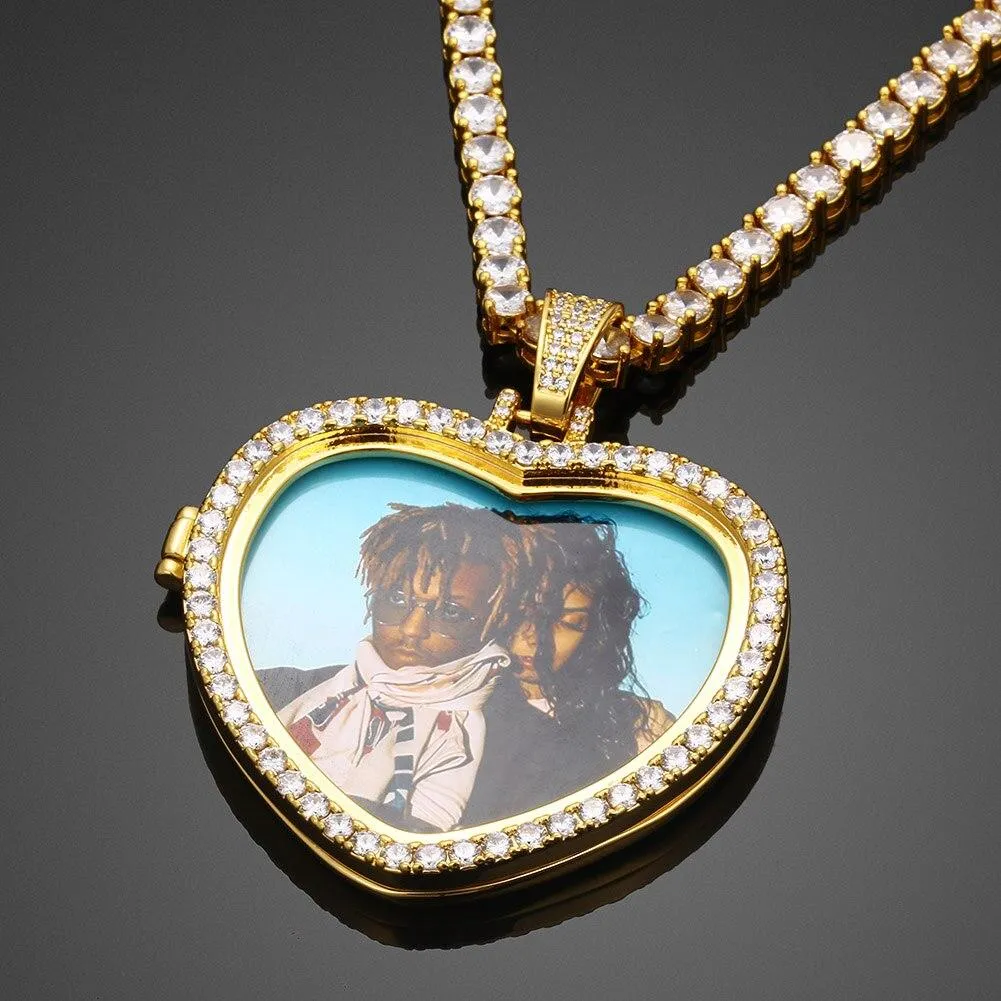 Custom Photo Heart Medallions Necklace Christmas Gifts For Couple