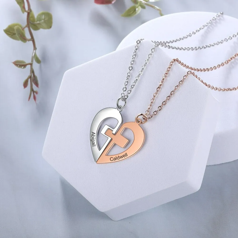 Customized 2 Names Heart Couple Pendant