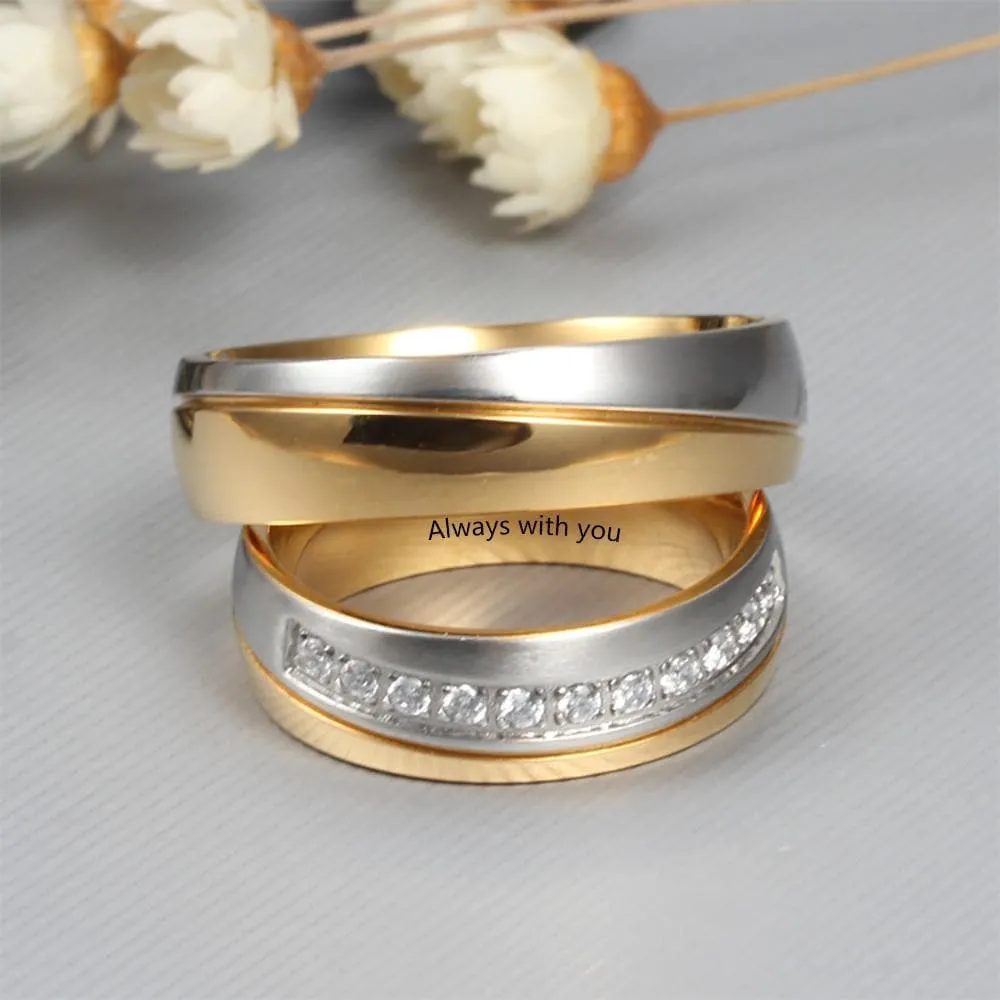 Customized Couple Ring Set with Zirconia Stones