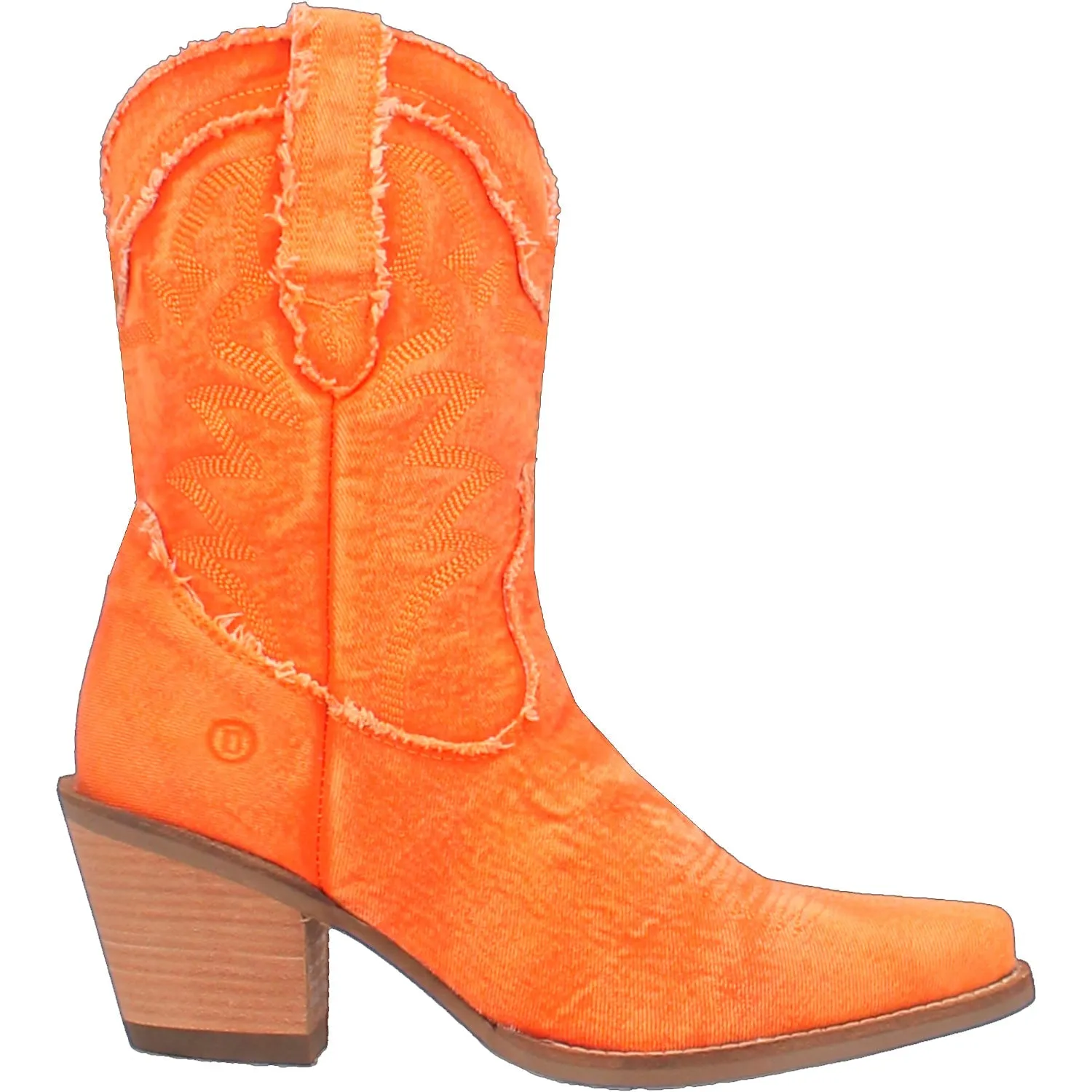 Dingo Womens Yall Need Dolly Orange Denim Cowboy Boots