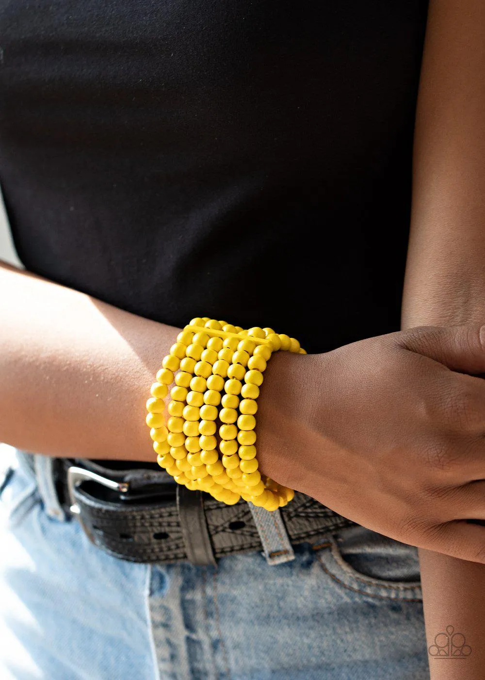 Diving in Maldives Yellow Wood Bracelet - Paparazzi Accessories