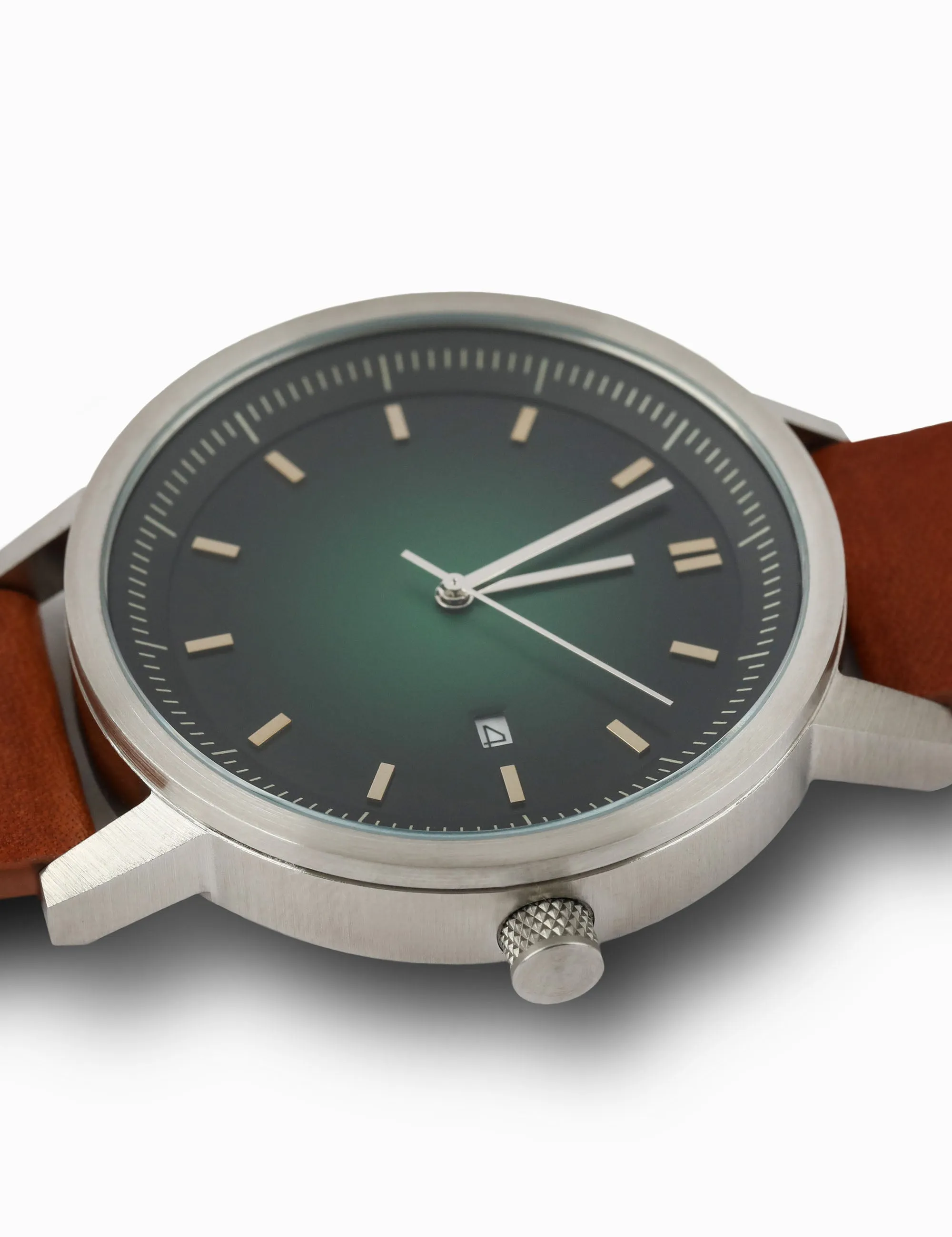 Earl 42mm Watch - Silver/Green/Tan