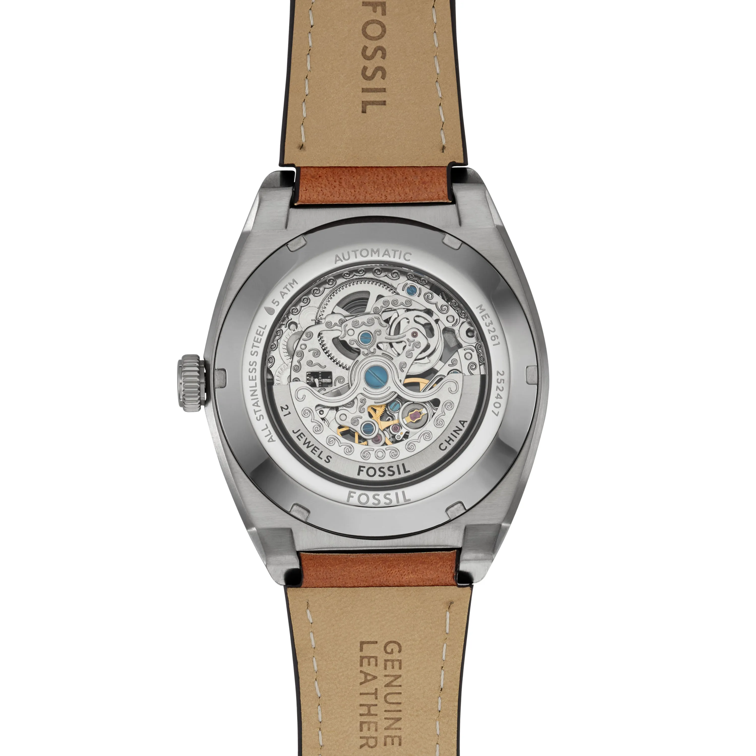 Everett Automatic Brown Leather Watch