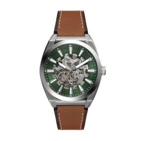 Everett Automatic Brown Leather Watch