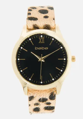 Faux Cheetah Print Strap Watch