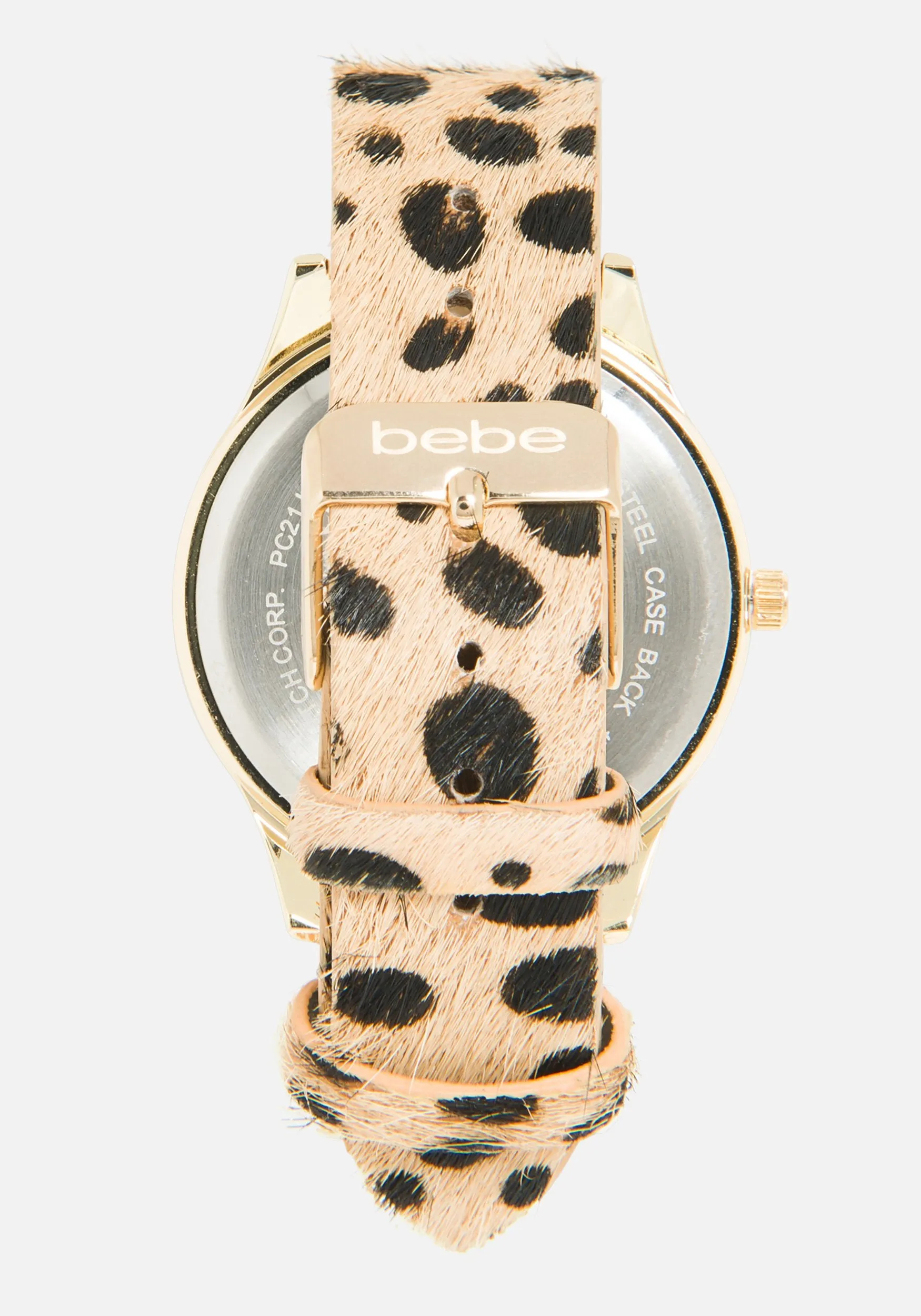 Faux Cheetah Print Strap Watch