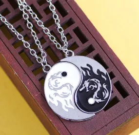 Fire Dragons Yin & Yang Couple Necklaces