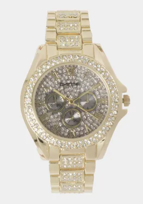 Full Pave Crystal Dial Crystal Bezel Watch