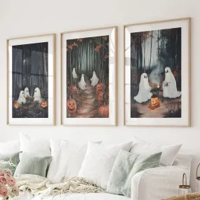 Ghost Couple Fall Forest Wall Art Poster Decor