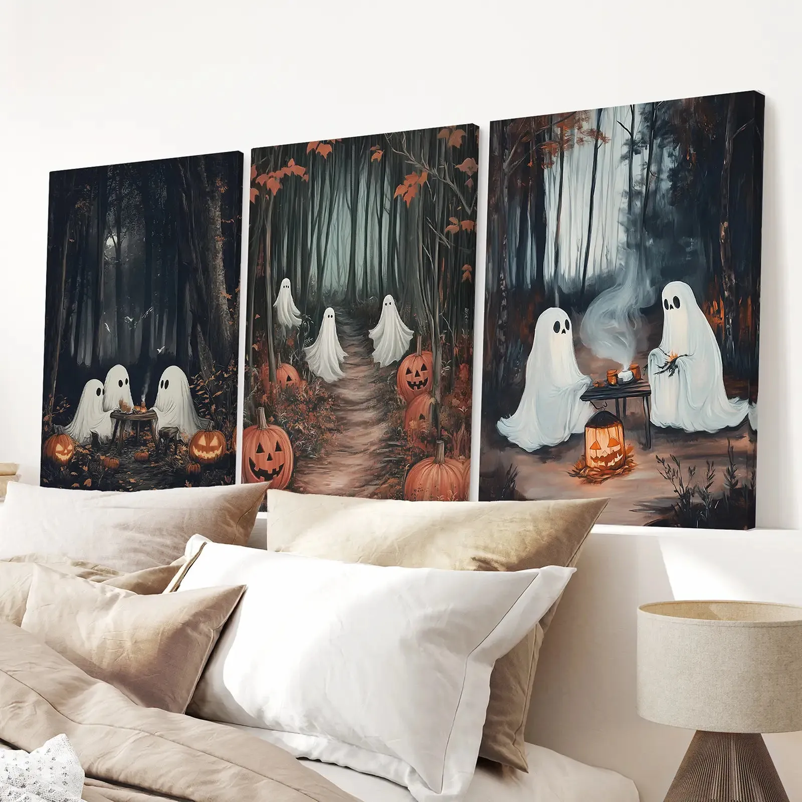 Ghost Couple Fall Forest Wall Art Poster Decor