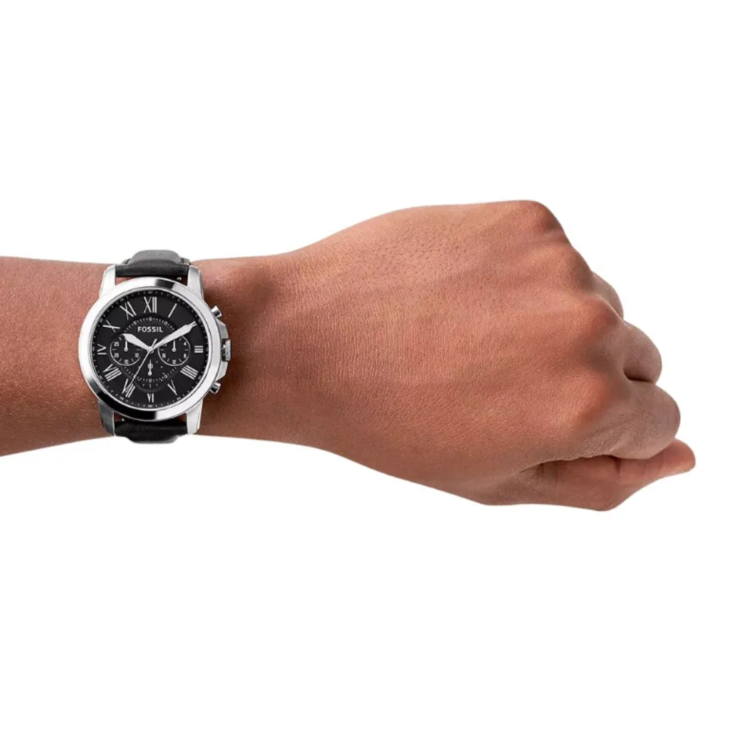 Grant Chronograph Black Leather Watch