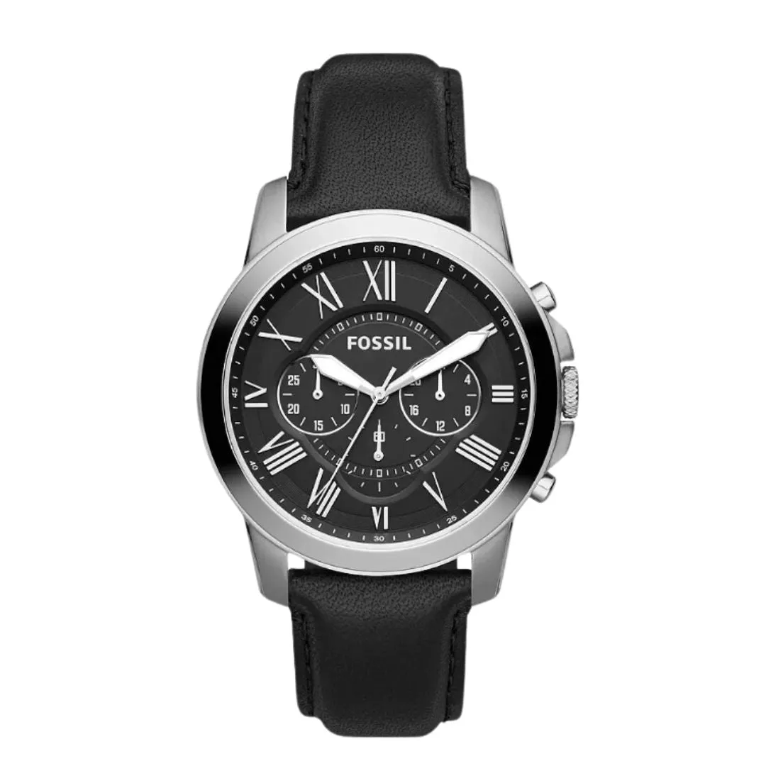 Grant Chronograph Black Leather Watch