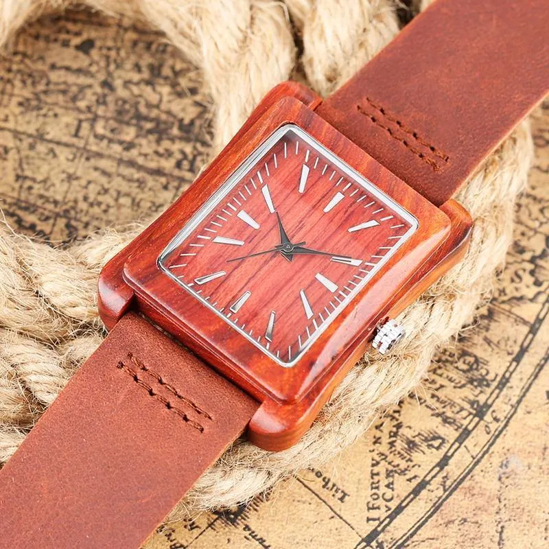 Handmade Genuine Leather Bamboo Watch