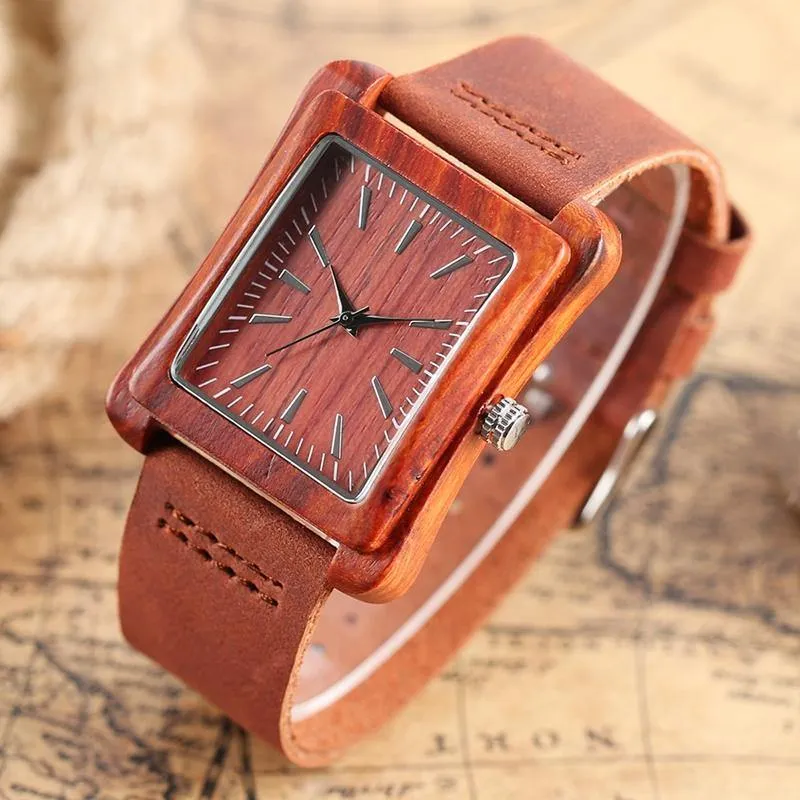 Handmade Genuine Leather Bamboo Watch