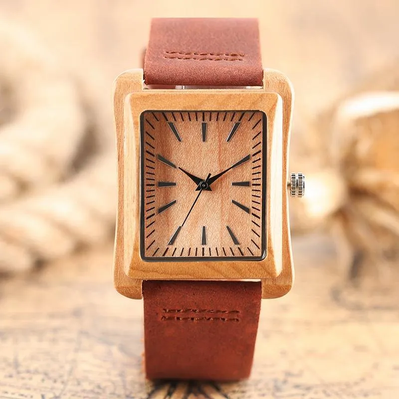 Handmade Genuine Leather Bamboo Watch