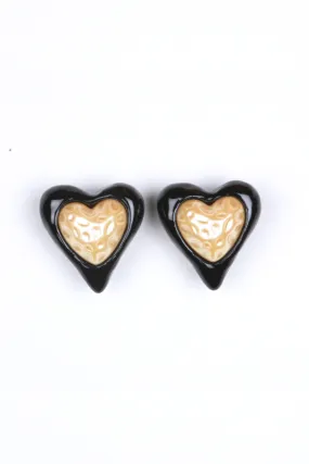 Heart Studs Black