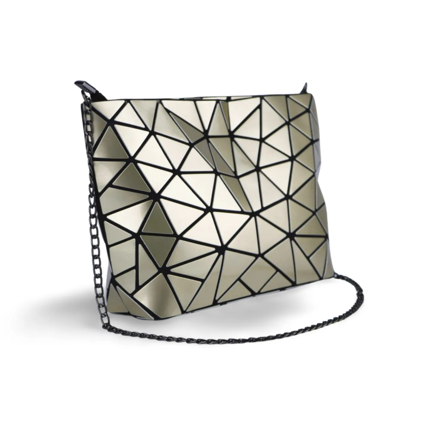 High-Quality Luminous Geometric Holographic Crossbody Bag With Chain for Women