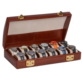 Italian Leather Watch Case Twelve Watches Coffee Brown