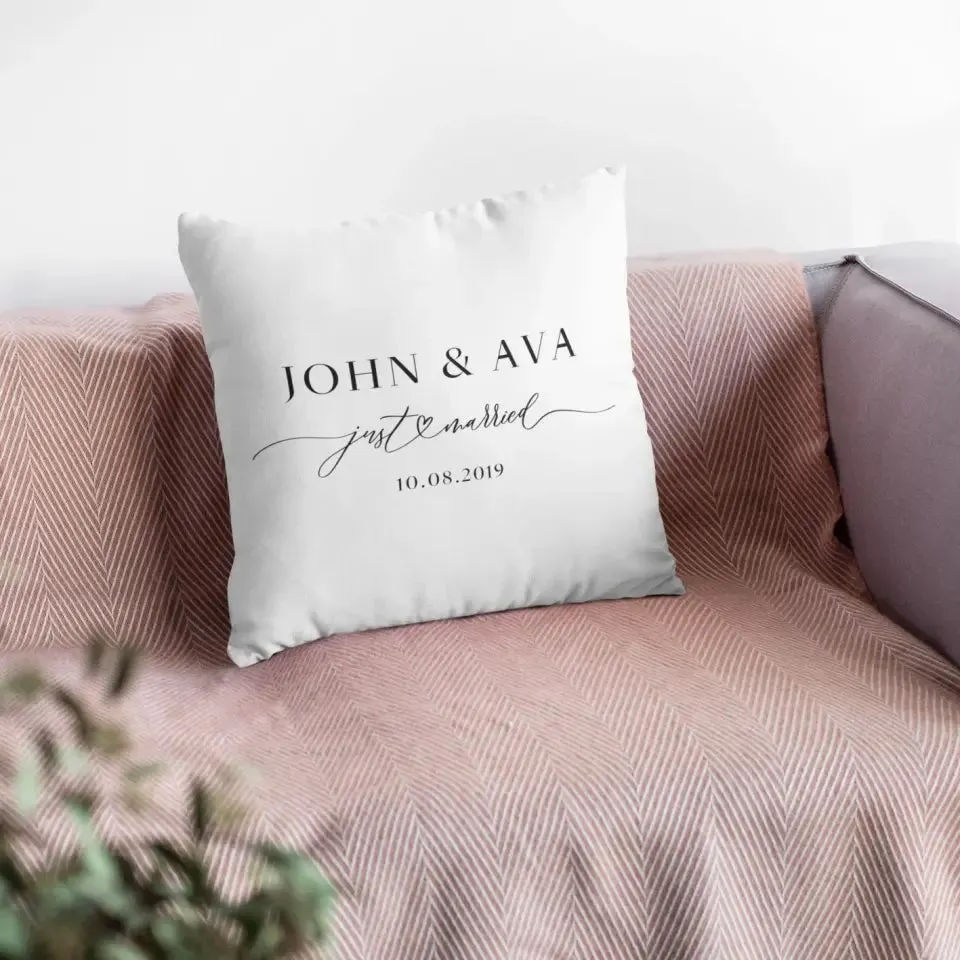 Just Married Custom Couple Pillow