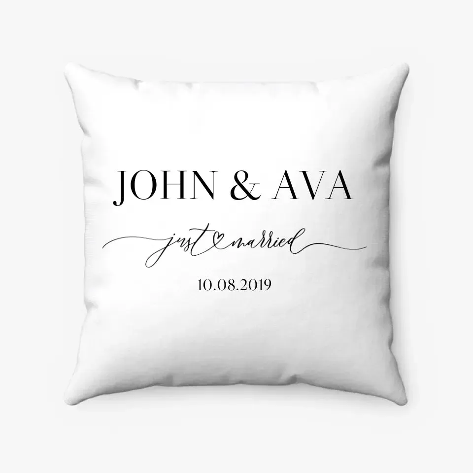 Just Married Custom Couple Pillow