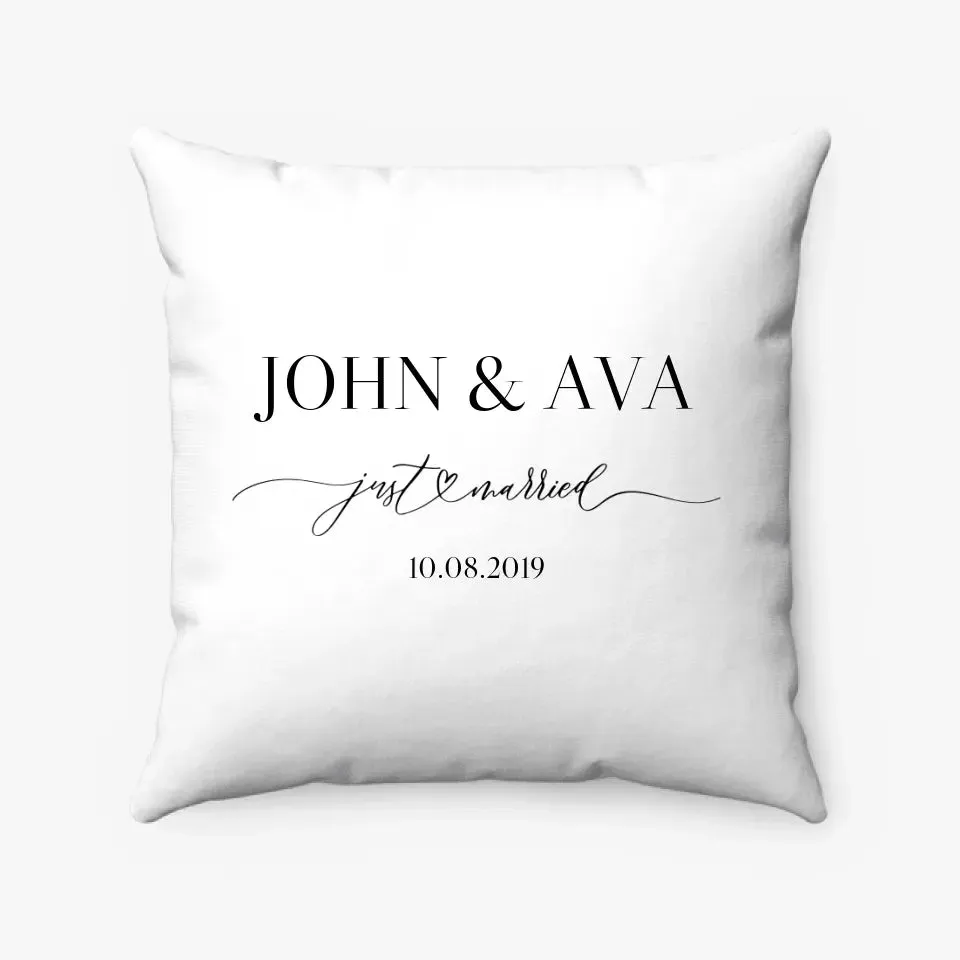 Just Married Custom Couple Pillow