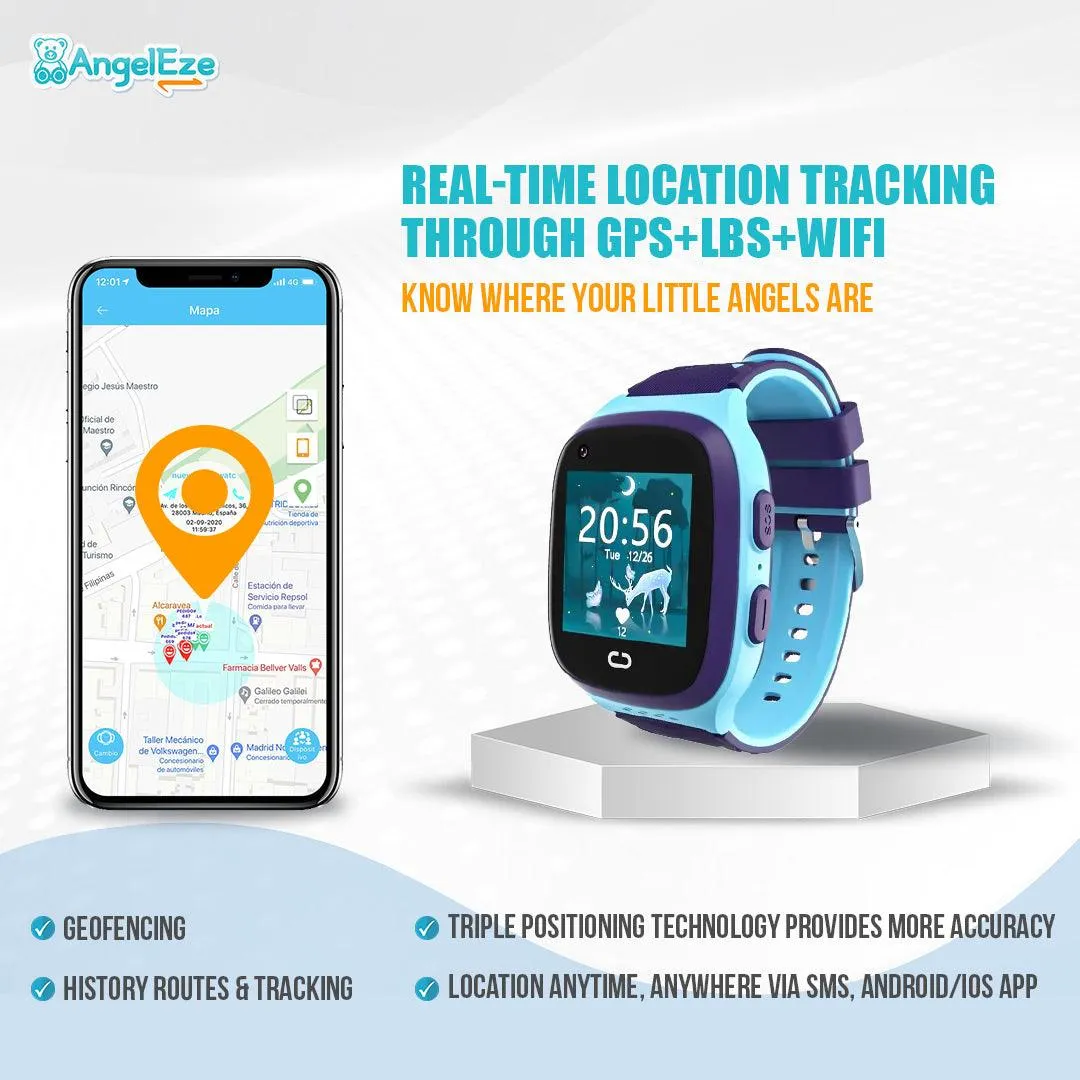 Kids 4G LTE Smart Companion Watch - GPS Location Tracking and Video Calling - IP65 Water Resistant Watch for Kids