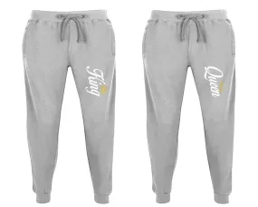 King Queen Couple Matching Jogger Pants,  Couple Designed Sweatpants