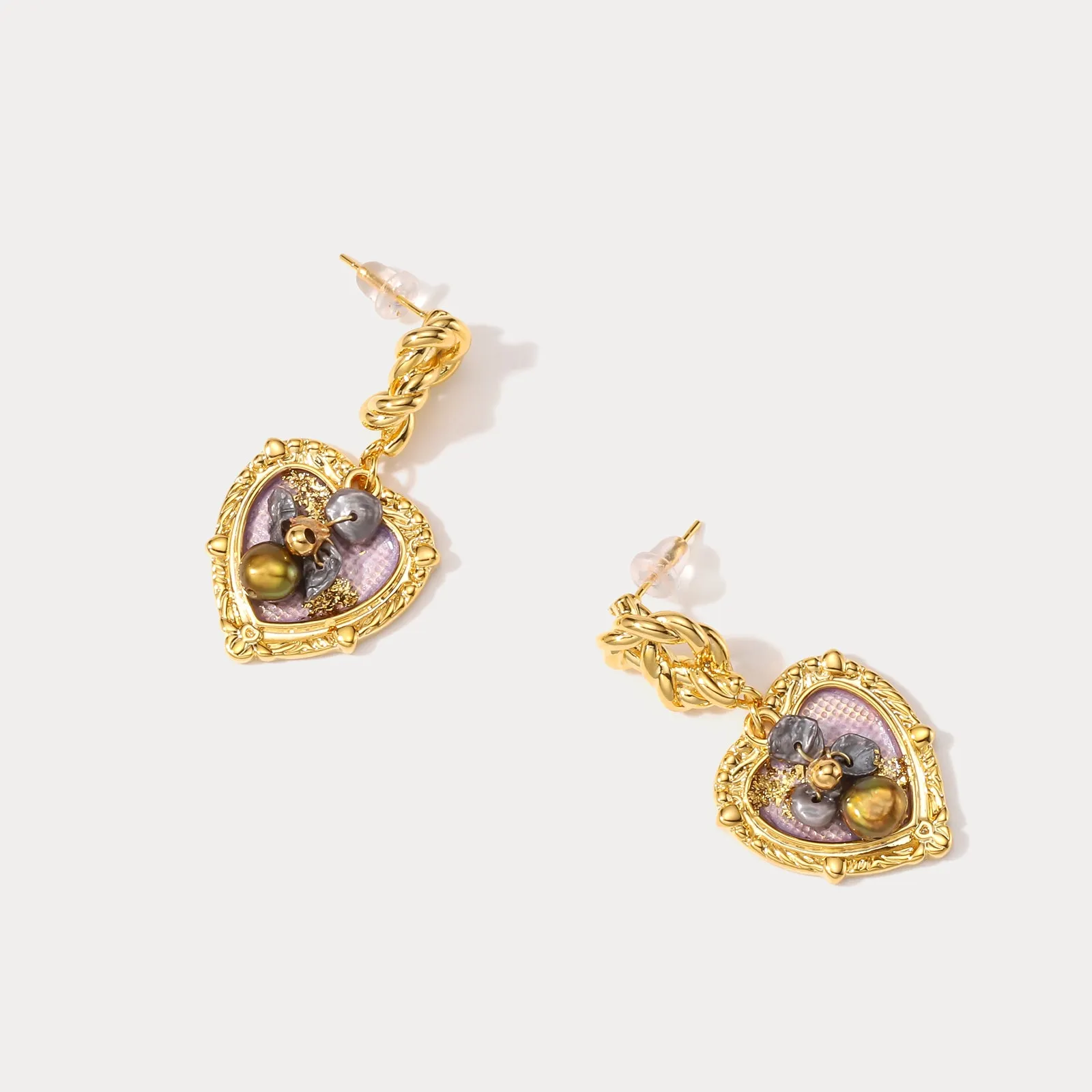 Lavender Heart Earrings