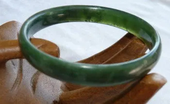 Luminous Deep Deep Green Chinese Jade Bangle Bracelet 57mm (NJL2232)