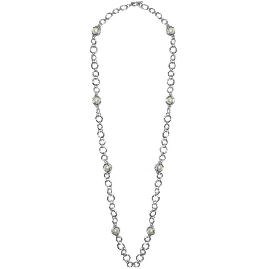 Luminous pearl station necklace