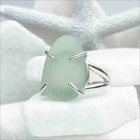 Luminous Seafoam Sea Glass Ring in Sterling Silver Size 10 | #1825