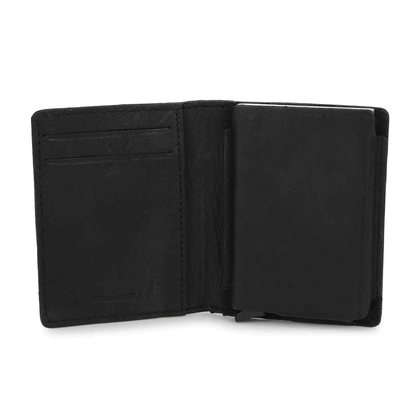 Men's Black Brand Logo Mechanical Card Wallet