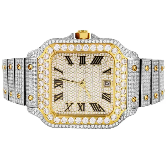 Moissanite Two Tone Yellow Gold Watch