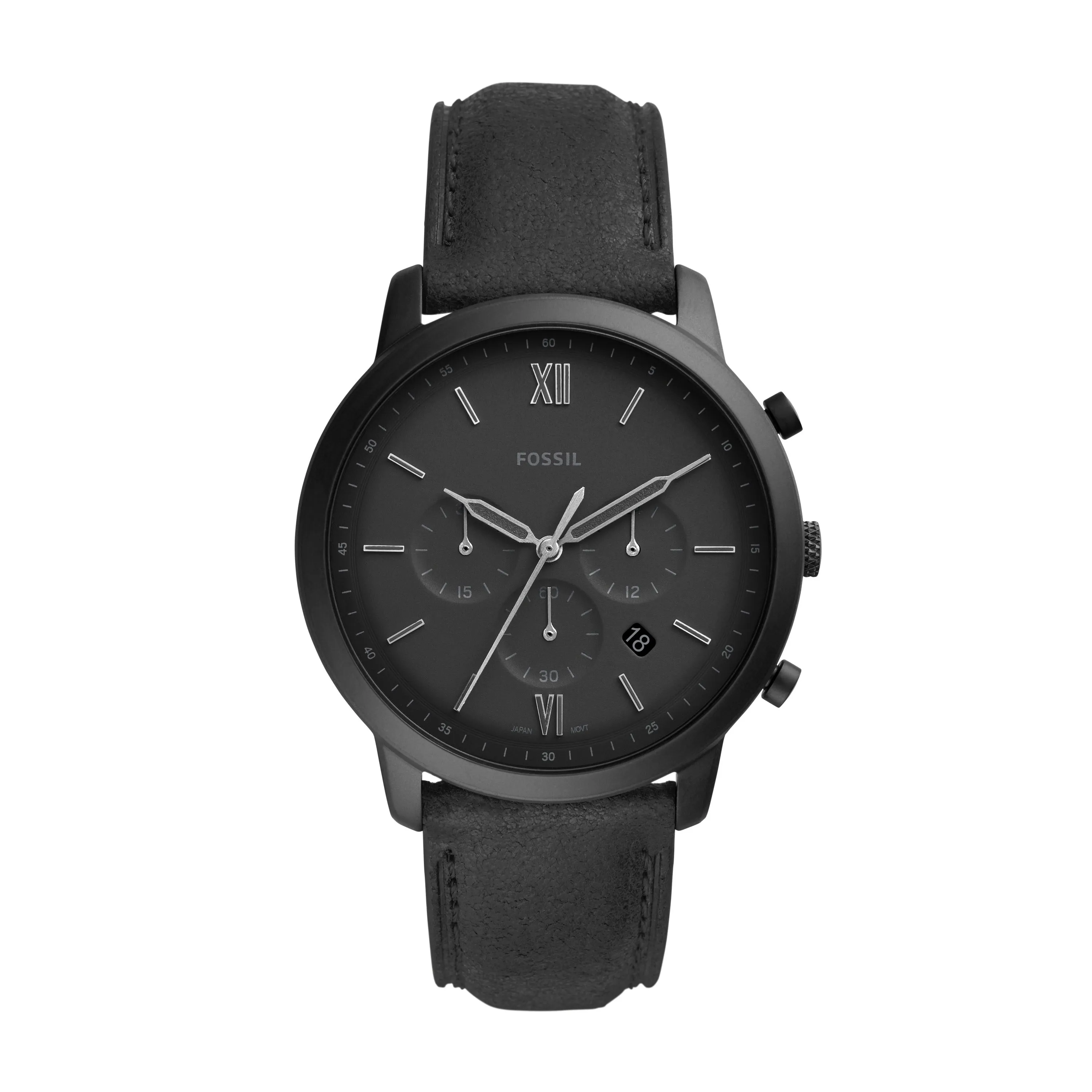 Neutra Chronograph Black Leather Watch