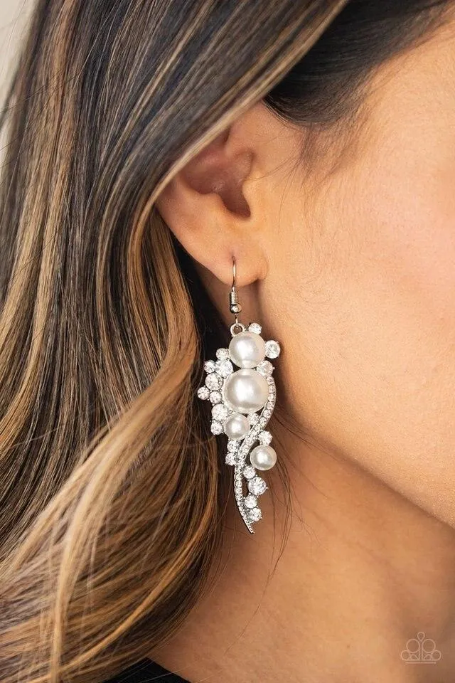 Paparazzi High End Elegance - White Earrings