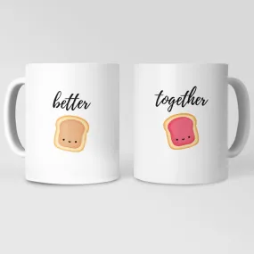 Peanut Butter / Strawberry Jam Matching Couple Mugs