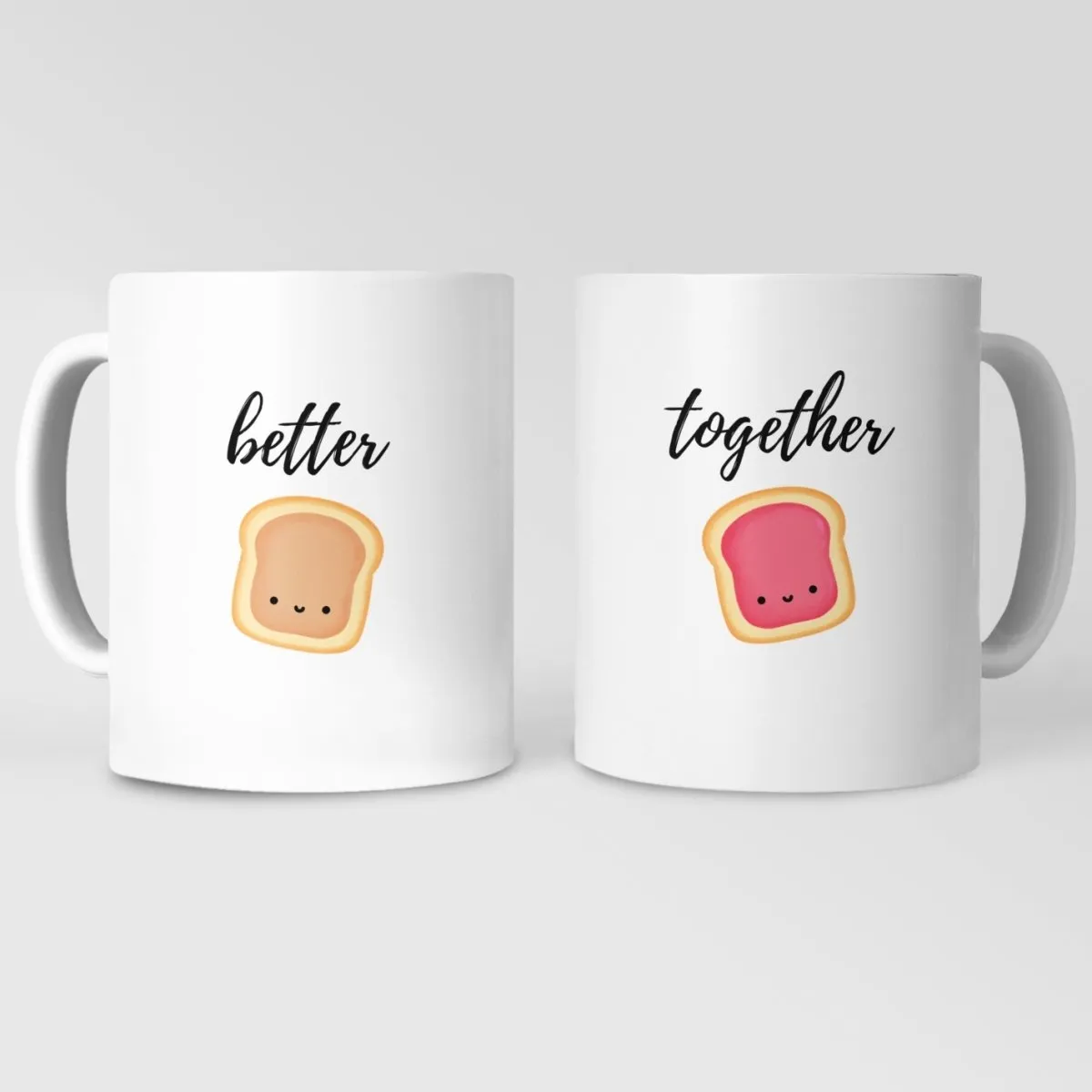 Peanut Butter / Strawberry Jam Matching Couple Mugs