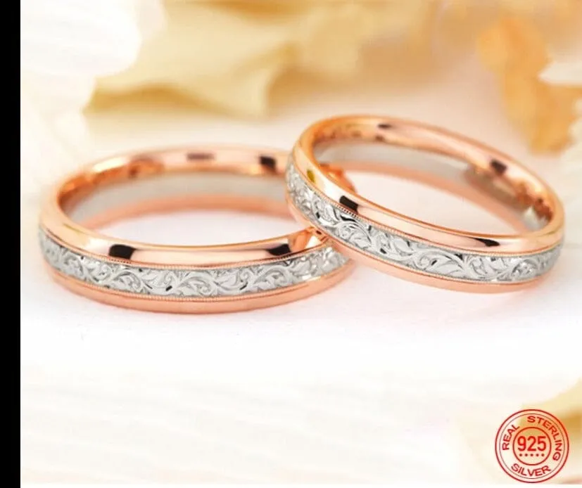 Promise Love Rose Gold Couple Ring - 925 Sterling Silver