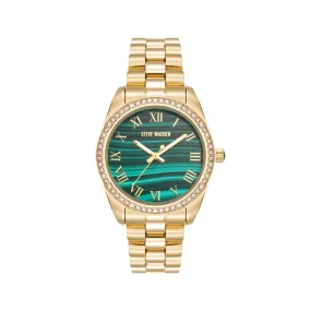 RHINESTONE-ACCENTED WATCH GOLD EMERALD