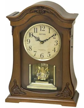 Rhythm WSM Luminous Queen Mantel Clock - Swarovski - 19 Melodies - Wooden