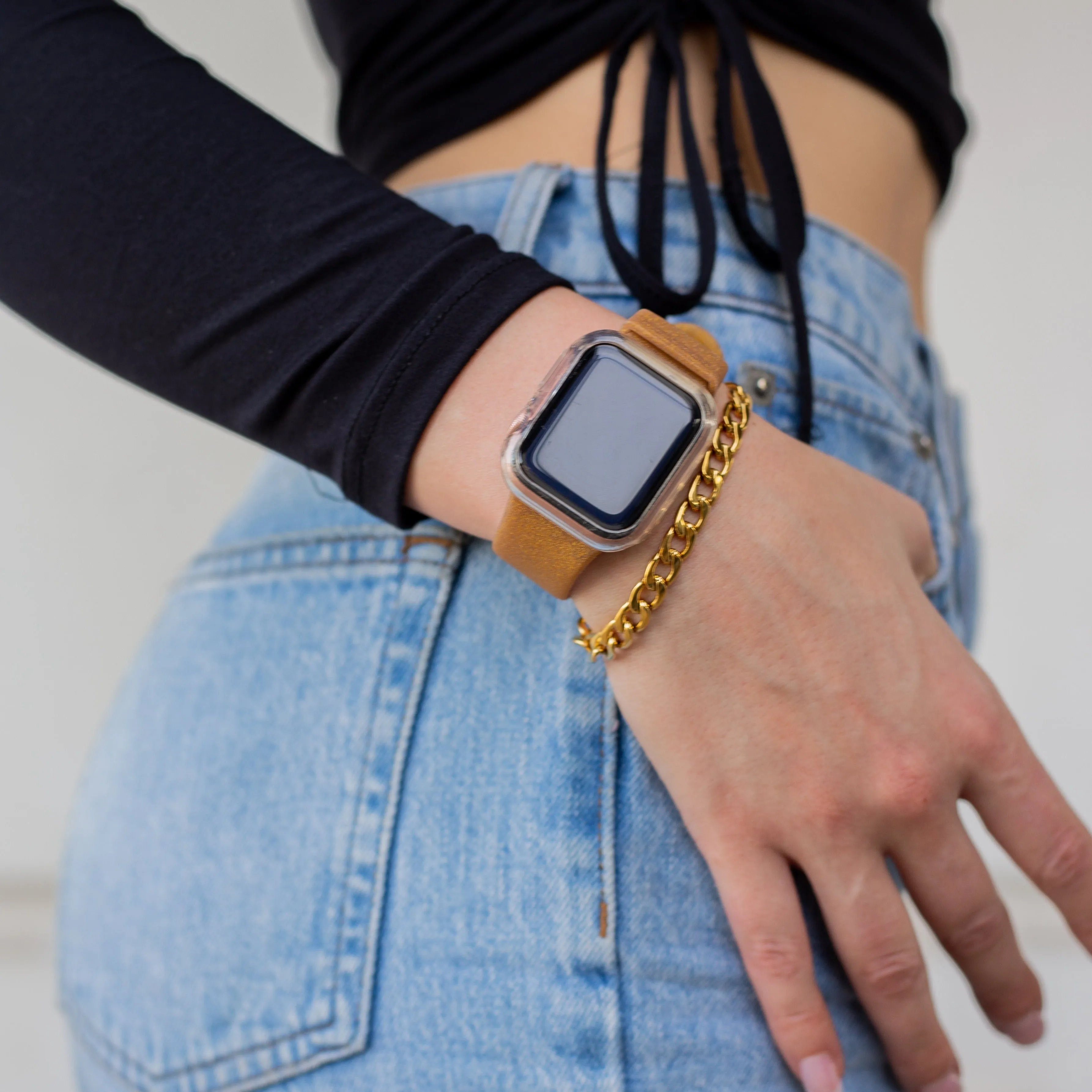 Silicone Apple Watch Band - Gold Glitter