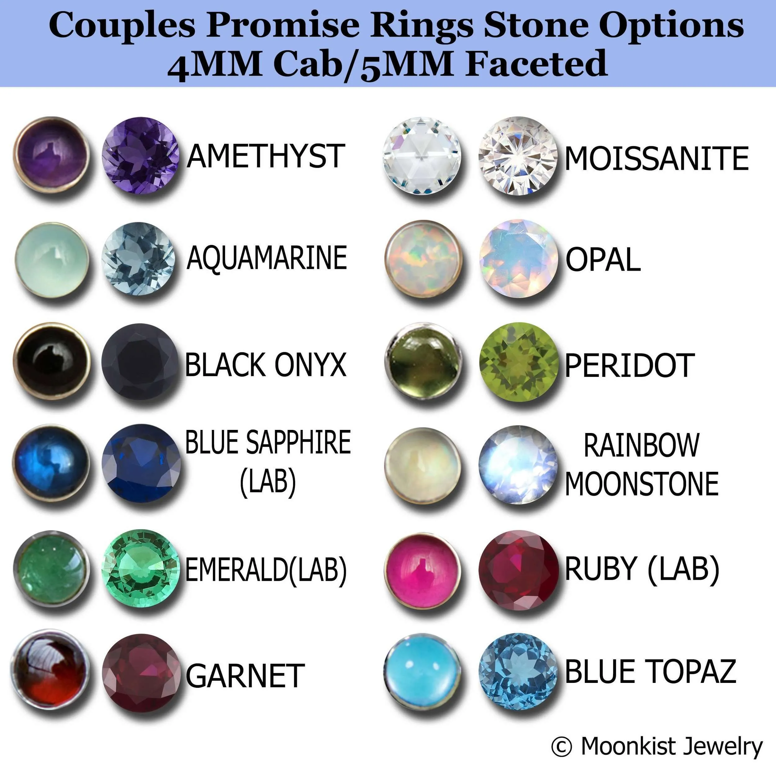 Silver Blue Sapphire Couple Promise Ring Set | Moonkist Designs