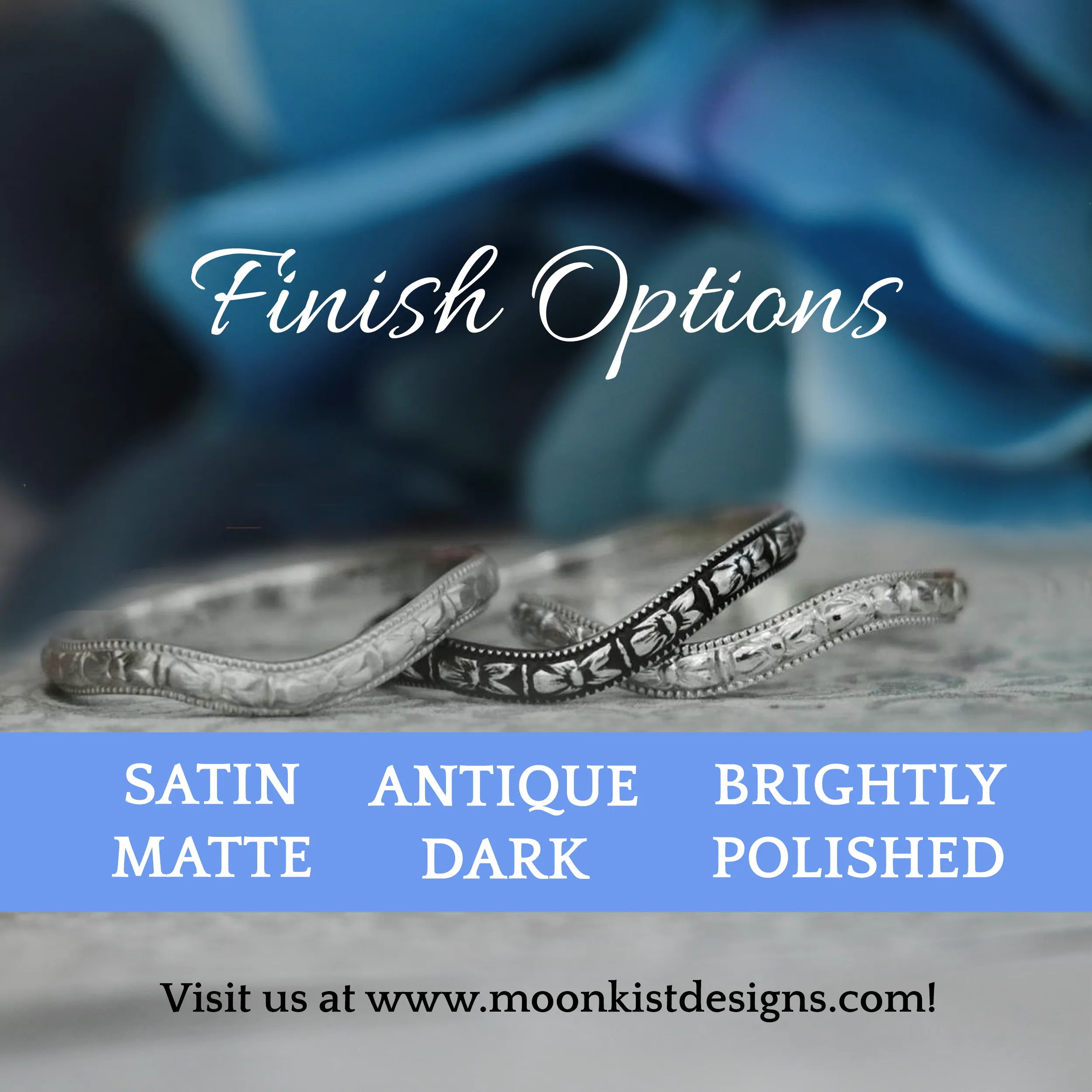 Silver Blue Sapphire Couple Promise Ring Set | Moonkist Designs