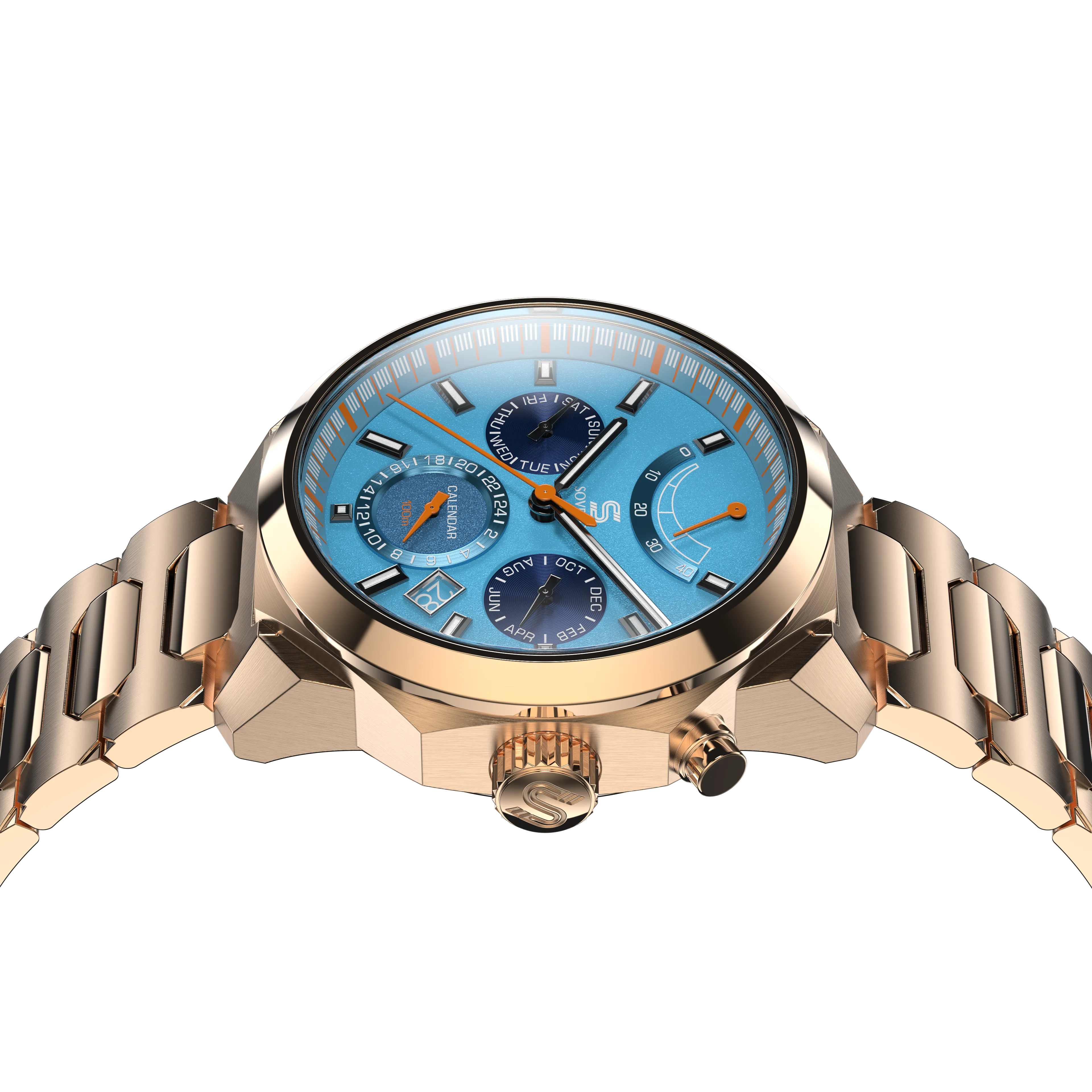 SOVRYGN Calendar Rose - Aqua Blue Watch