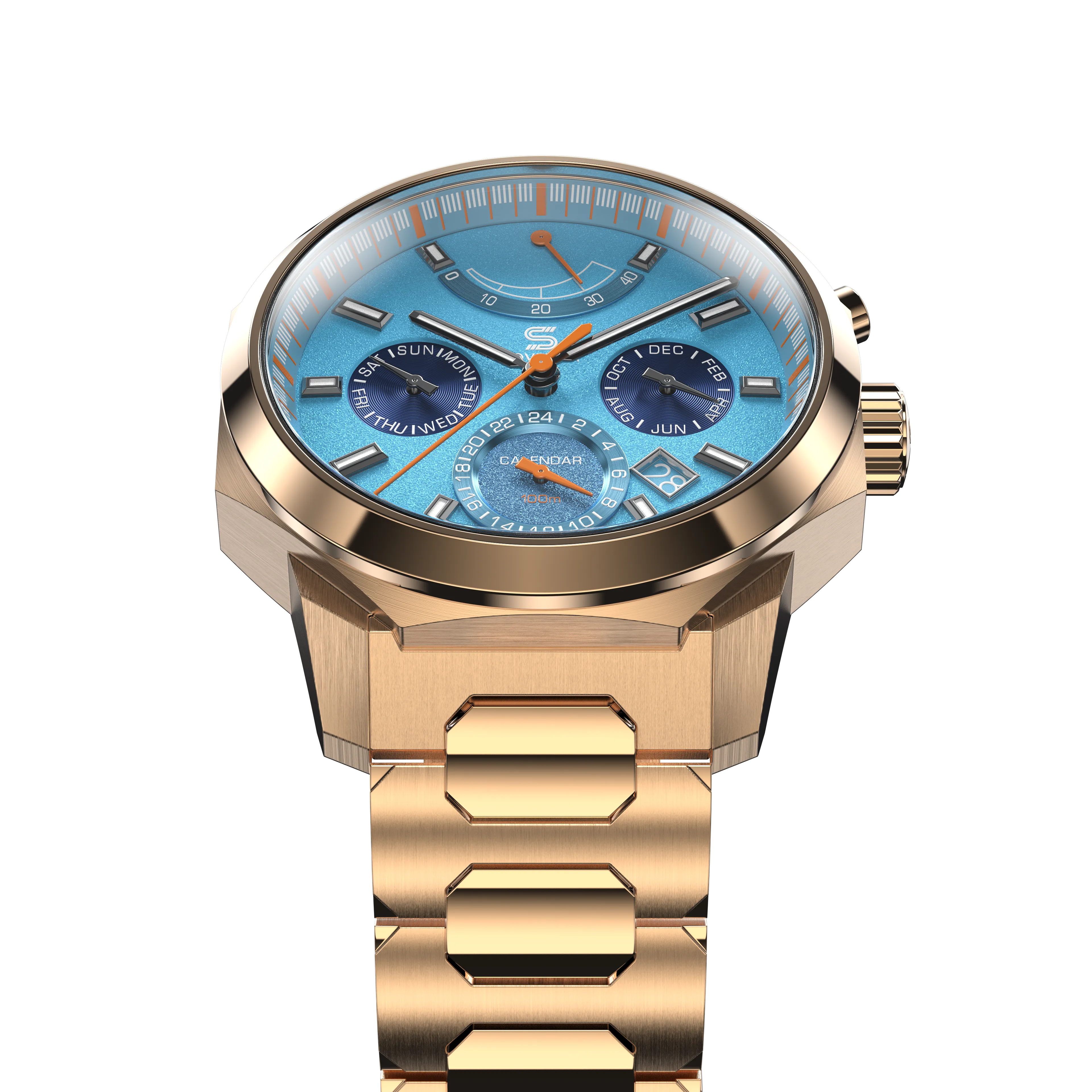 SOVRYGN Calendar Rose - Aqua Blue Watch