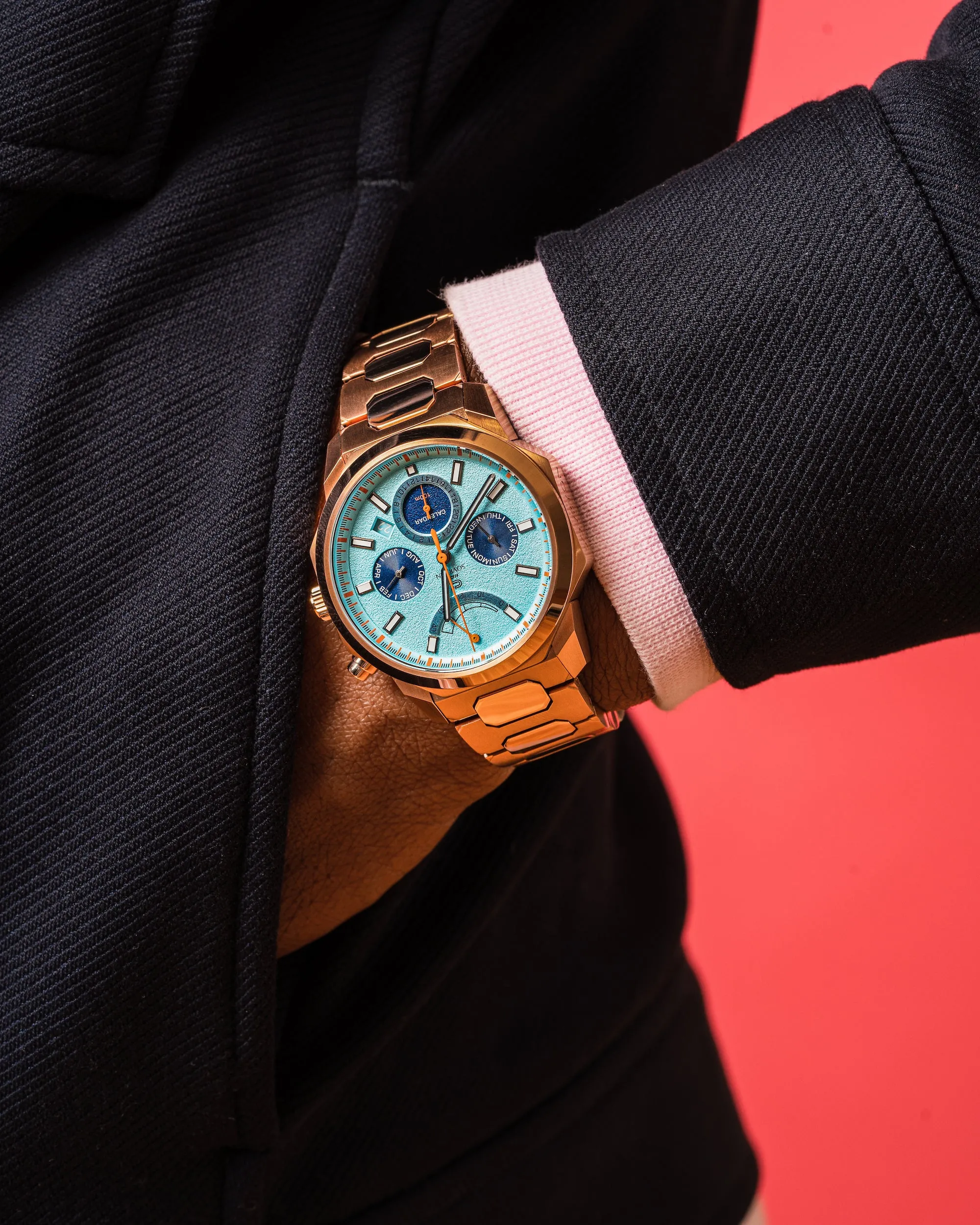 SOVRYGN Calendar Rose - Aqua Blue Watch